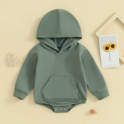Baby hooded sweatshirt romper