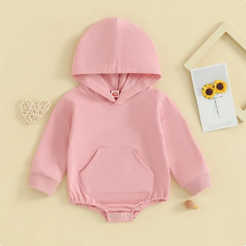 Baby hooded sweatshirt romper