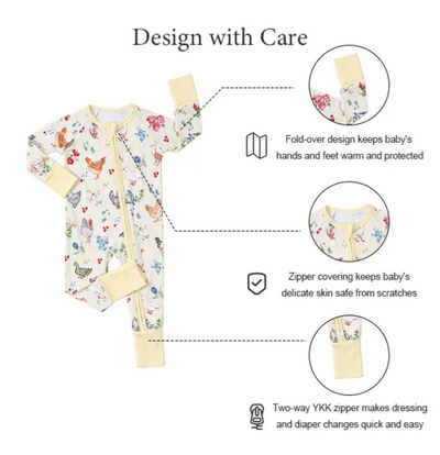 Soft Bamboo Zipper Baby Pajamas