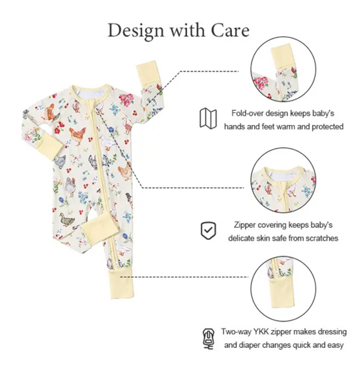 Soft Bamboo Zipper Baby Pajamas
